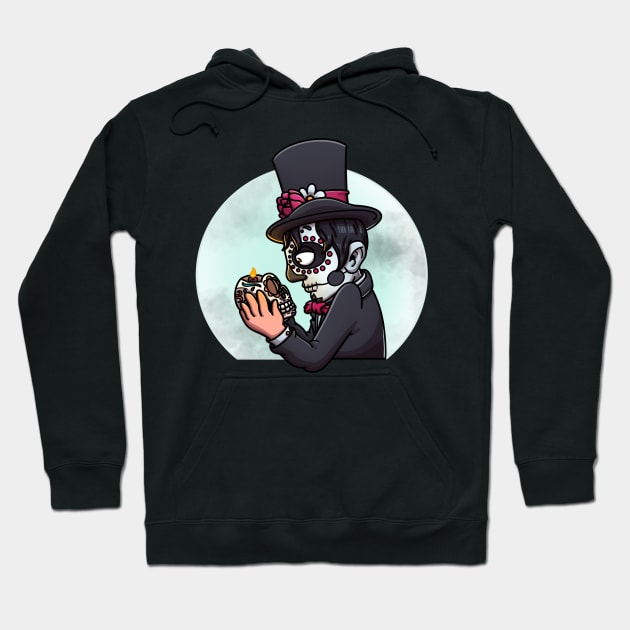 Mysterious Sugar Skull Man Hoodie by TheMaskedTooner